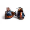 Tan & Navy Blue Patina Toe Cap Oxford Shoes