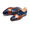 Tan & Navy Blue Patina Toe Cap Oxford Shoes