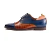 Tan & Navy Blue Patina Toe Cap Oxford Shoes